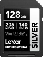 Lexar 128GB SD Card SILVER, Up to 205MB/s Read, 140MB/s Write, SDXC UHS-I Memory Card, Class 10, U3, V30, SD Card for Professional Photographers, Videographers, Enthusiasts