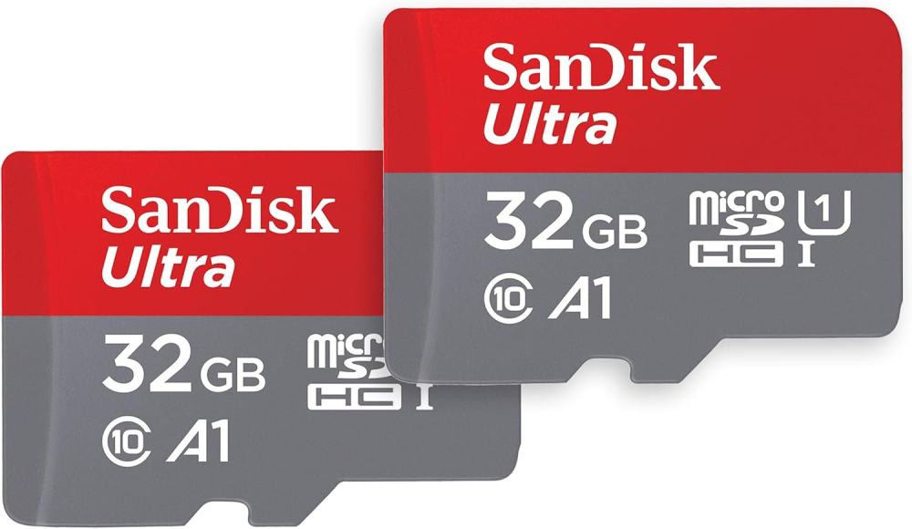 SanDisk Ultra 32 GB microSDHC Memory Card + SD Adapter with A1 App Performance Up to 120 MB/s, Class 10, U1 (Twin Pack)
