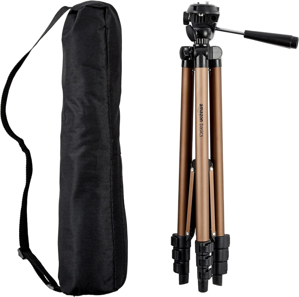 Amazon Basics 127 cm (50 Inch) Lightweight Tripod with Bag, Champagne