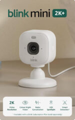 Blink Mini 2K+ (newest gen) Indoor Plug-in Home Security Camera | Pet camera with 2K video resolution | 4x Zoom | Colour night vision | Works with Alexa | 1 camera – White