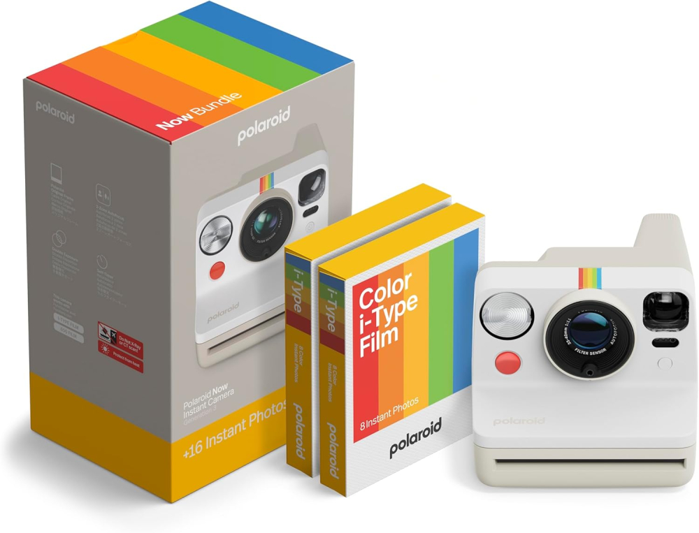 Polaroid - NOW Gen3 - Instant Camera - Camera + Color Film Bundle (16 photos) White (6561)