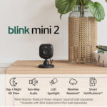Blink Mini 2 – Plug-in smart security camera, HD night view in colour, built-in spotlight, two-way audio, motion detection, works with Alexa — 2 cameras (Black)