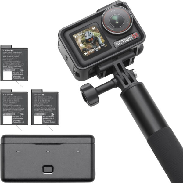 DJI Osmo Action 5 Pro Adventure Combo, 4K Action Camera 1/1.3" Sensor, Stabilization Vlogging Camera, Dual OLED Touchscreens, Waterproof Camera for Travel, 12h Extended Battery Life With 3 Batteries