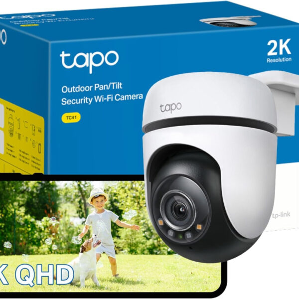 Tapo TC41 2K Pan/Tilt Outdoor Security Camera, WiFi Camera, 360° Smart Person Detection Motion Tracking, Full-Colour Night Vision, No Monthly Fee, Two-Way Talk, IP65, Works with Alexa & Google