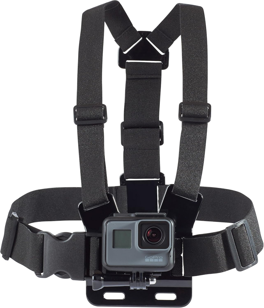 Amazon Basics Adjustable Chest Mount Harness for GoPro and Action Cameras, Lightweight & Comfortable, Black