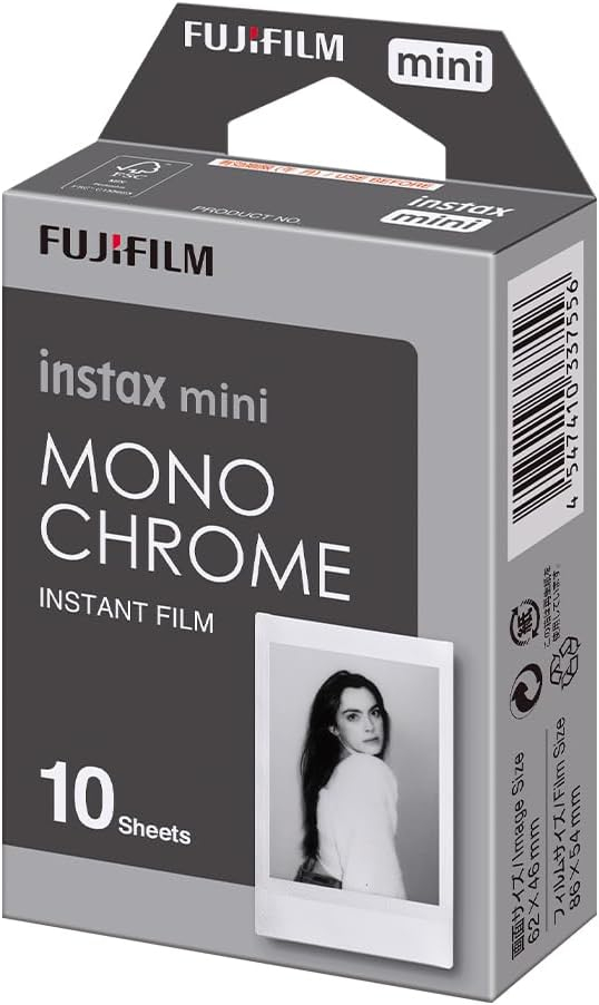 instax mini instant film Monochrome, 10 shot pack, suitable for all instax mini cameras and printers