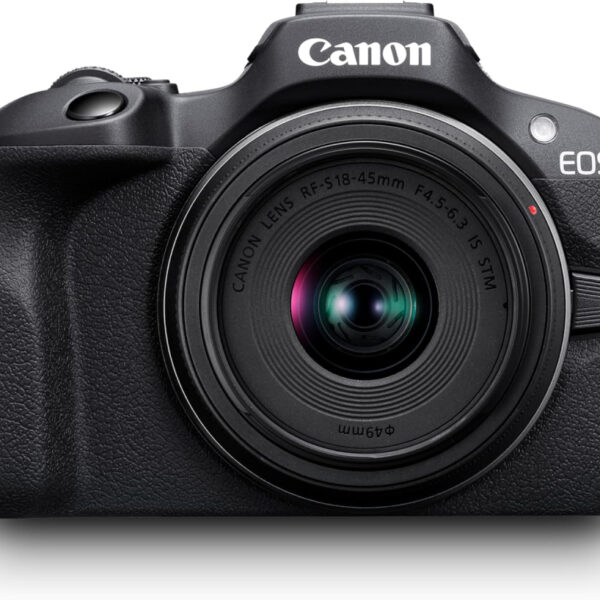Canon EOS R100 - Compact Mirrorless Digital Camera - 24.1 MP, 4K Resolution - Dual Pixel CMOS AF, DIGIC 8 Processor - 6.5 FPS Continuous Shooting - Face & Eye Detection, Bluetooth, Wi-Fi, GPS
