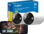 Tapo C410 (2-Pack) 2K Battery Powered Security Camera Outdoor Wireless, Colour Night Vision, Indoor CCTV Camera with No Monthly Fee, AI Detection, IP65 Weatherproof, Works with Alexa & Google