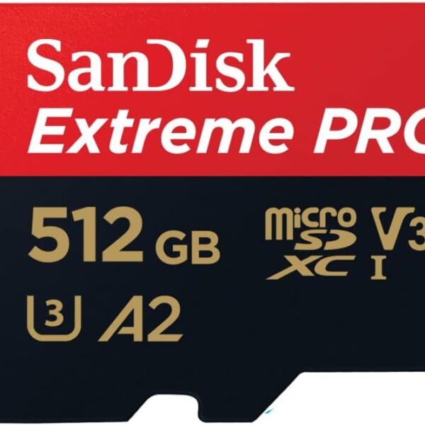 SanDisk 512GB Extreme PRO microSDXC card + RescuePro Deluxe, up to 200 MB/s, with A2 App Performance, for smartphones, action cameras or drones UHS-I Class 10 U3 V30, Black
