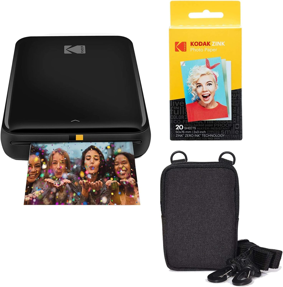 KODAK Step Wireless Mobile Colour Photo Printer (Black) Go Bundle