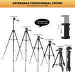 GRIFEMA Tripod 55 inch /140cm, Foldable Aluminum Lightweight Phone Camera Tripod Stand with Wireless Remote Shutter, Phone Holder & Bag for Travel Video Photography YouTube Vlog, GB1001 -Black - Image 2