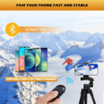 GRIFEMA Tripod 55 inch /140cm, Foldable Aluminum Lightweight Phone Camera Tripod Stand with Wireless Remote Shutter, Phone Holder & Bag for Travel Video Photography YouTube Vlog, GB1001 -Black - Image 5