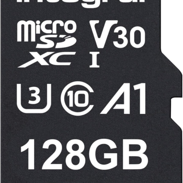 Integral 128GB microSD Card Premium High Speed 4K Video Memory Card - up to 100MB/s Read and 50MB/s Write, UHS-I, U3, Class 10, A1 App Performance - for smartphones, tablets, drones, game consoles