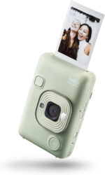 INSTAX mini LiPlay Hybrid instant camera with rear 2.7 inch LCD display screen, Micro SD card slot, USB Type-c charging, Matcha Green, film sold separately