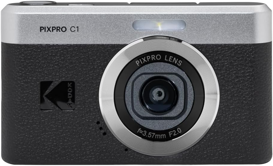 KODAK Pixpro C1 – Ultra-Compact Digital Camera | 13MP BSI CMOS, 4X Zoom, 2.8" LCD Screen, LED Flash, Built-in Battery – Black