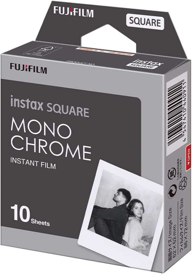 instax SQUARE instant film Monochrome, 10 shot pack, suitable for all instax SQUARE cameras and printers
