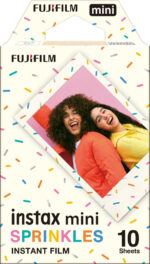 instax instant mini film with SPRINKLES decorative border, 10 shot pack, suitable for all instax mini series cameras and mini LINK smartphone printers