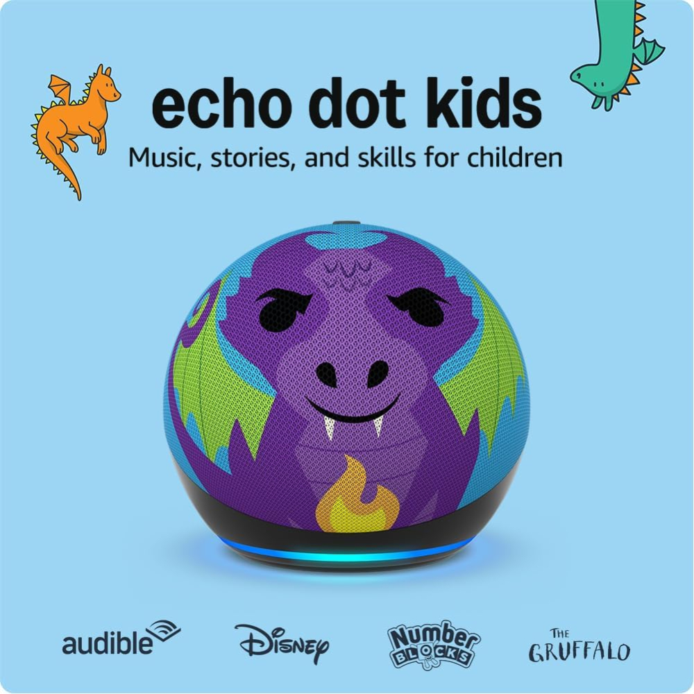 Echo Dot Kids (newest gen) | Wi-Fi and Bluetooth smart speaker with Alexa | With 1 year of Amazon Kids+ content | Dragon