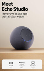 Amazon Echo Studio (newest gen), compact design, immersive spatial audio and Dolby Atmos, Graphite
