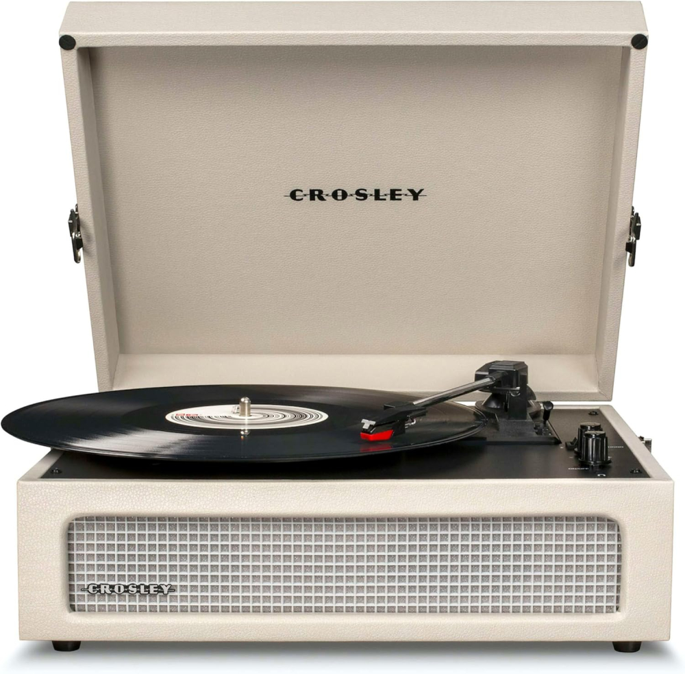 Crosley Voyager Portable Turntable - Bluetooth Record Player, 3-Speed Suitcase Vinyl Player, Home Turntables for Vinyl Records, Built in Stereo Speakers & Bluetooth Receiver, AUX Input, Dune