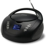 Groov-e Original Boombox - Portable CD Player with Bluetooth, Radio, 3.5mm Aux Port, & Headphone Socket - LED Display, 2 x 1.2W Speakers - Battery or Mains Powered - Black - Image 4