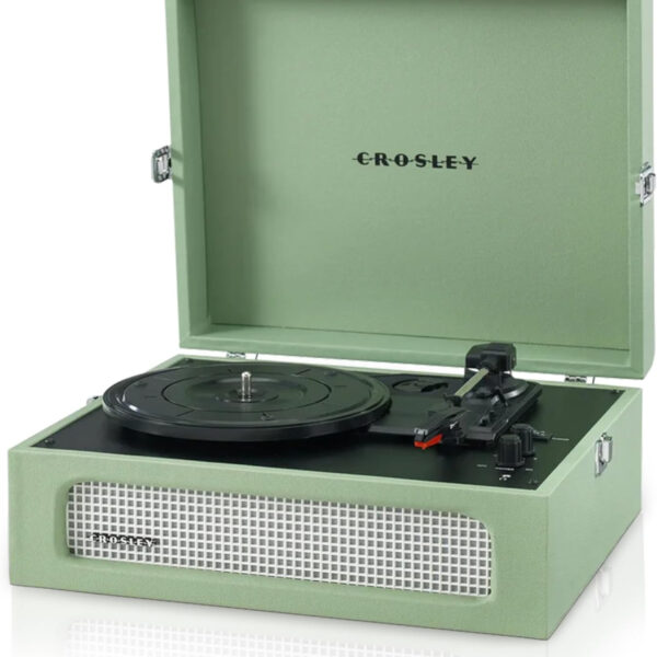 Crosley Voyager Portable Turntable - Bluetooth Record Player, 3-Speed Suitcase Vinyl Player, Home Turntables for Vinyl Records, Built in Stereo Speakers & Bluetooth Receiver, AUX Input, Sage