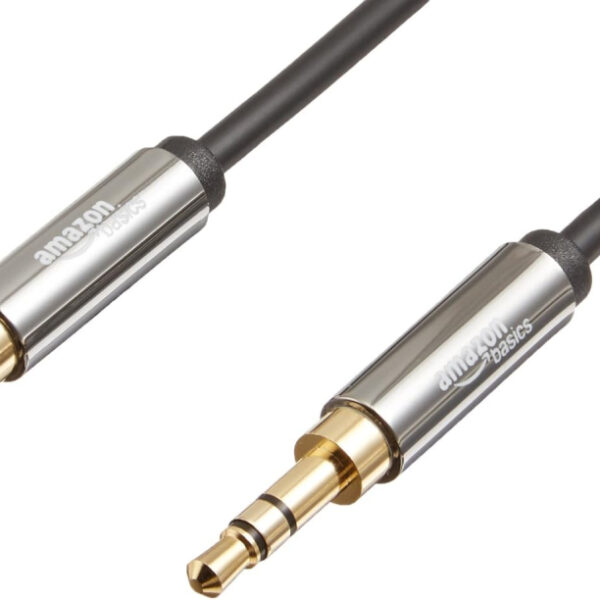 Amazon Basics 3.5mm Auxiliary Audio Cable for Stereo Speaker or Subwoofer with Gold-Plated Plugs, 1.2 m, Black