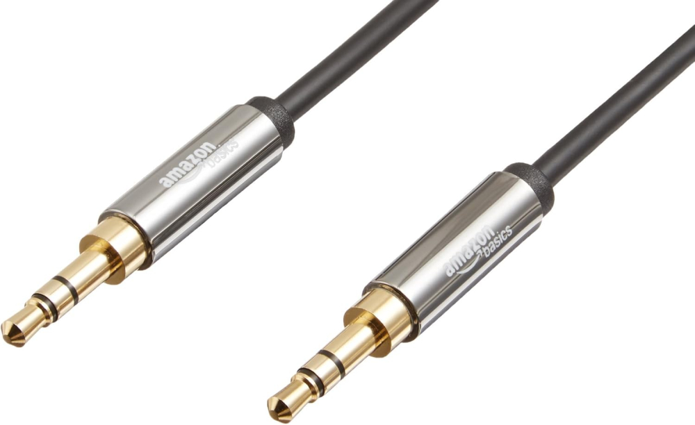 Amazon Basics 3.5mm Auxiliary Audio Cable for Stereo Speaker or Subwoofer with Gold-Plated Plugs, 1.2 m, Black