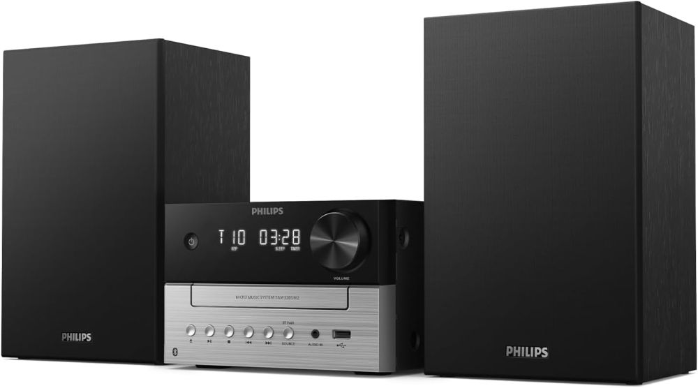 Philips TAM3205M2 Micro Music HiFi System, Bluetooth Enabled, CD Player, USB, Auracast FM Radio, 85% PCR Material