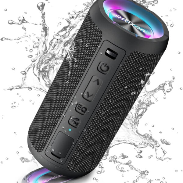 Ortizan Bluetooth Speaker, Portable Wireless Bluetooth Speakers With Led Light, Louder Volume & Enhanced Bass, IPX7 Waterproof, 30H Playtime, Durable Loud Outdoor Speaker for Travel, Sport