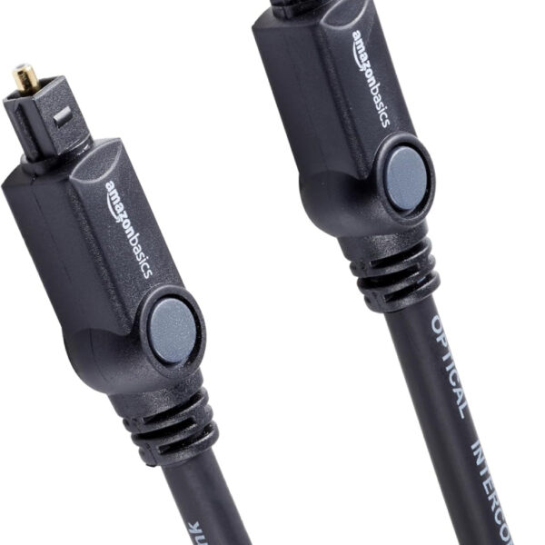 Amazon Basics Toslink Digital Optical Audio Cable, Multi-Channel, for Audio System, Sound Bar, Home Theatre, Gold-Plated Connectors, 3 m, Black