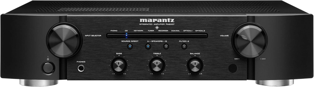 Marantz PM6007 Amplifier, Integrated Amplifier with Digital Connectivity, Analog Coaxial and Optical Inputs, 2x 45 Watt, DAC, D/A Conversion for Digital Input - Black