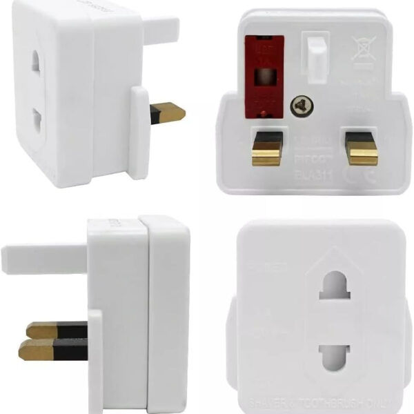 JD Brands Toothbrush Adapter Plug – UK 3-Pin Shaver Plug Adaptor for European to UK Conversion | Toothbrush & Shaver Charger Adapter