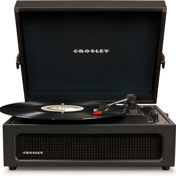 Crosley Voyager Portable Turntable - Bluetooth Record Player, 3-Speed Suitcase Vinyl Player, Home Turntables for Vinyl Records, Built in Stereo Speakers & Bluetooth Receiver, AUX Input, Black