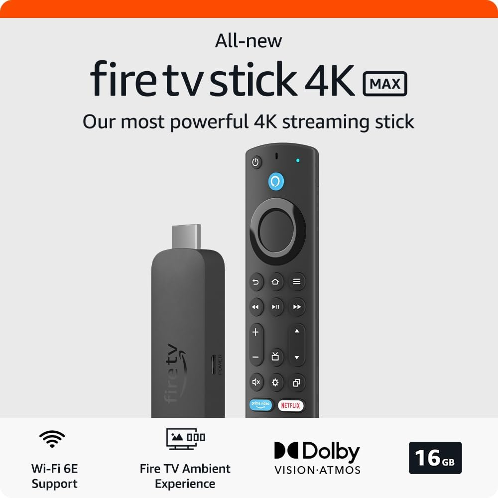 Certified Refurbished Amazon Fire TV Stick 4K Max streaming device | supports Wi-Fi 6E, Ambient Experience