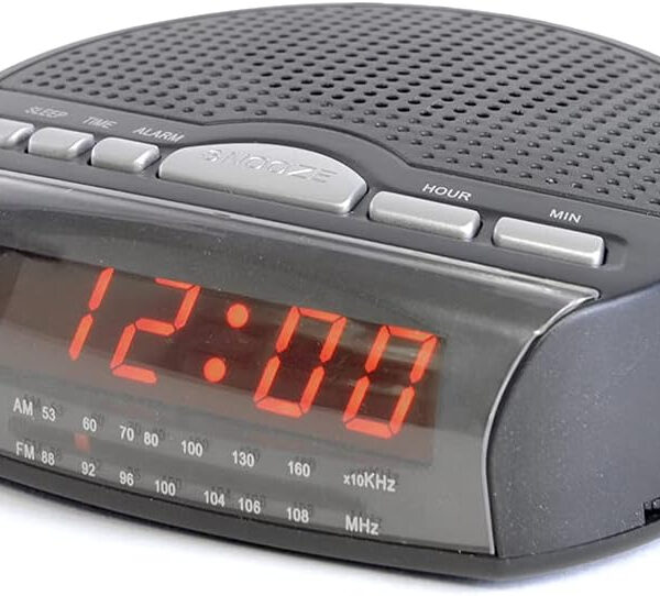 LLOYTRON "Daybreak" Alarm Clock Radio with Buzz Alarm or Radio - Snooze Function - Sleep Timer - Rotary Tuning and Volume Controls - Mains Operated - AM / FM Radio - J2006BK - Black