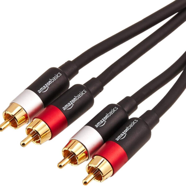 Amazon Basics 2 RCA Audio Cable for Amplifier,Active Speakers or Subwoofer with Gold-Plated Plugs, 2.4 m, Black
