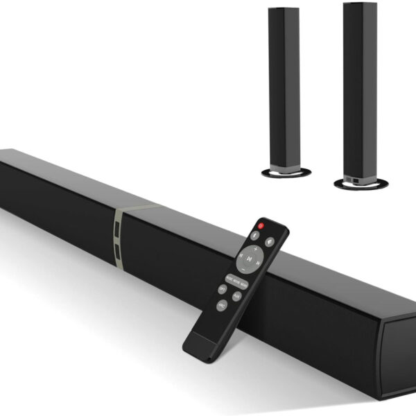 2.0-channel Soundbar for TV, 32 Inch Divisible 2-in-1 Sound bar, Soundbar Bluetooth 5.3 with 3 EQ Modes and 3D Surround Sound, TV Speaker Soundbars with ARC/Optical/Aux, Black