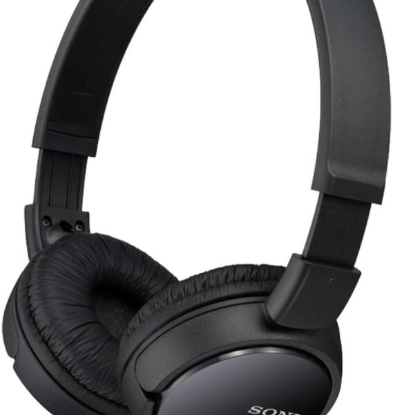 Sony MDR-ZX110 Wired Overhead Headphones, Neodymium Dynamic Drivers, Swivel Fold Design - Black