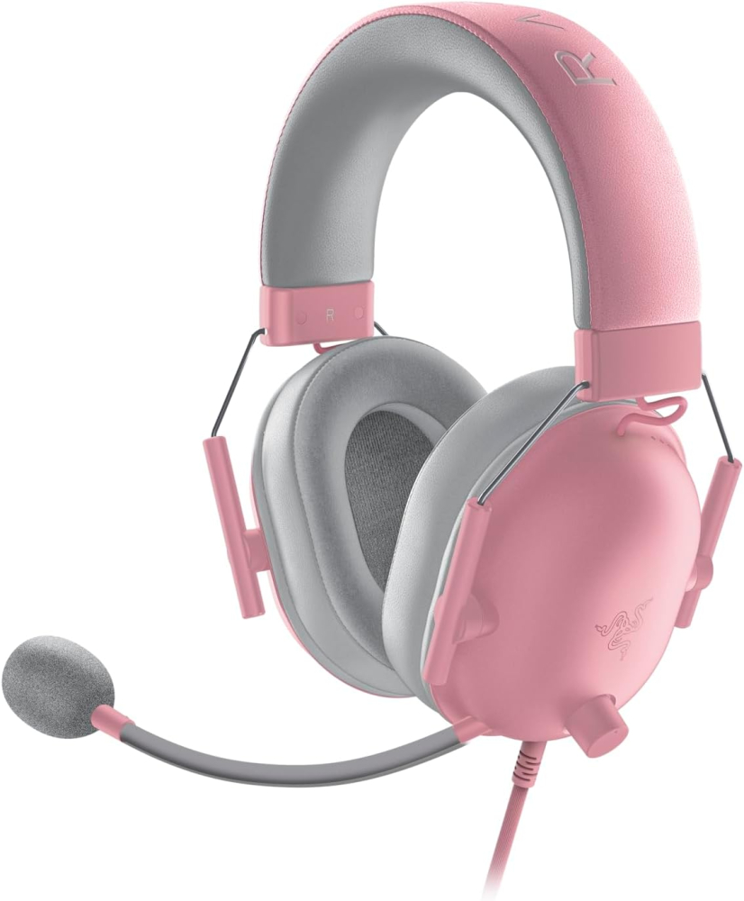 Razer BlackShark V2 X - Multi-Platform Wired Esports Headset (Triforce 50 mm Drivers, Advanced Passive Noise Cancellation, 7.1 Surround Sound, Hyperclear Cardioid Mic) Quartz Pink