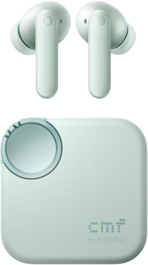 CMF Buds 2 Wireless Earbuds with 48 dB Hybrid ANC, 55-Hour Battery Life, 11mm PMI Driver, 6 HD mics and Spatial Audio, IP55 Dust & Water Resistance - Light Green