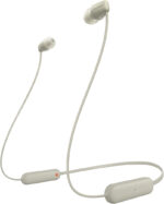 Sony WI-C100 Wireless In-ear Headphones - Up to 25 hours of battery life - Water resistant - Built-in mic for phone calls - Voice Assistant compatible - Reliable Bluetooth® connection - Taupe