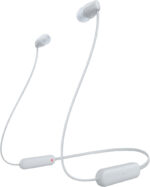 Sony WI-C100 Wireless In-ear Headphones - Up to 25 hours of battery life - Water resistant- Built-in mic for phone calls - Voice Assistant compatible - Reliable Bluetooth connection - White