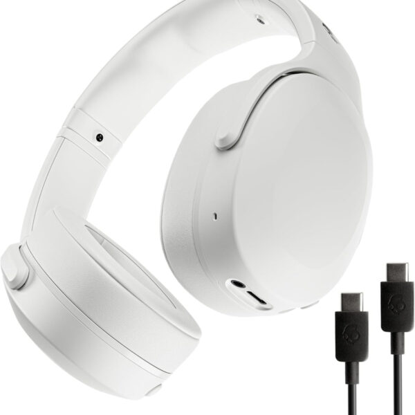 Skullcandy Crusher Evo Wireless Bluetooth Headphones with Multi-Sensory Bass and Charging Cable, Noise Isolating Over-Ear Fit, Up to 40 Hours Battery, Microphone for iPhone Android - Bone