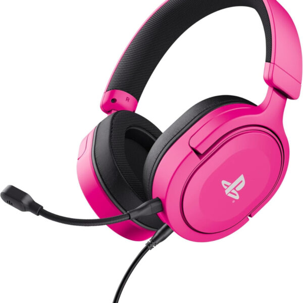 Trust Gaming GXT 498P Forta [Officially Licensed for PlayStation 5] Gaming Headset for PS5 / PS4, 1.2m Cable, 50mm Drivers, 3D Audio, Detachable Microphone, Wired Over-Ear Headphones with Mic, Pink