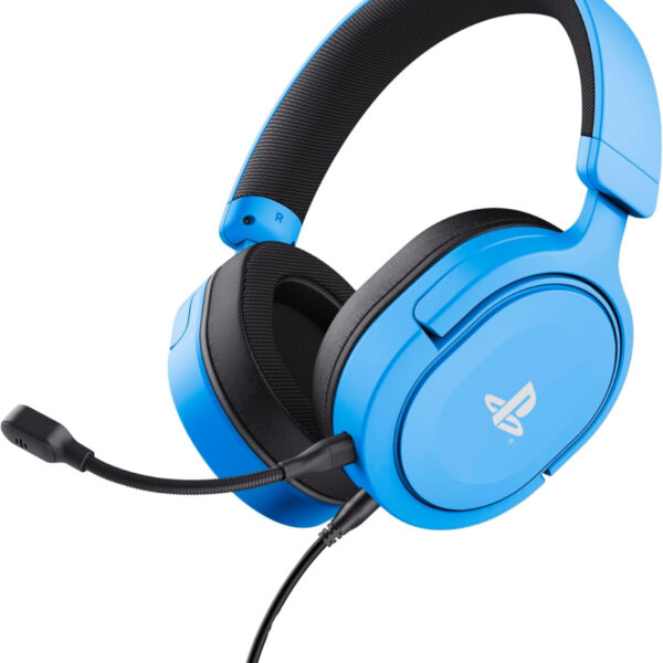 Trust Gaming GXT 498B Forta [Officially Licensed for PlayStation 5] Gaming Headset for PS5 / PS4, 1.2m Cable, 50mm Drivers, 3D Audio, Detachable Microphone, Wired Over-Ear Headphones with Mic, Blue