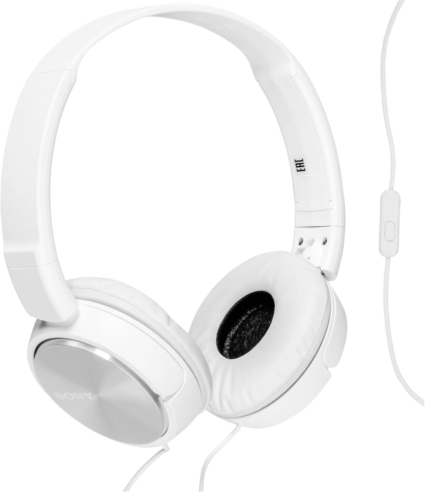 Sony MDR-ZX310AP On-Ear Overhead Wired Headphones with Microphone, Swivel Fold, 3.5mm Headphone Jack - Metallic White