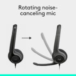Logitech H390 Wired Headset for PC/Laptop, Stereo Headphones with Noise Cancelling Microphone, USB-A, In-Line Controls, Works with Chromebook - Black - Image 3