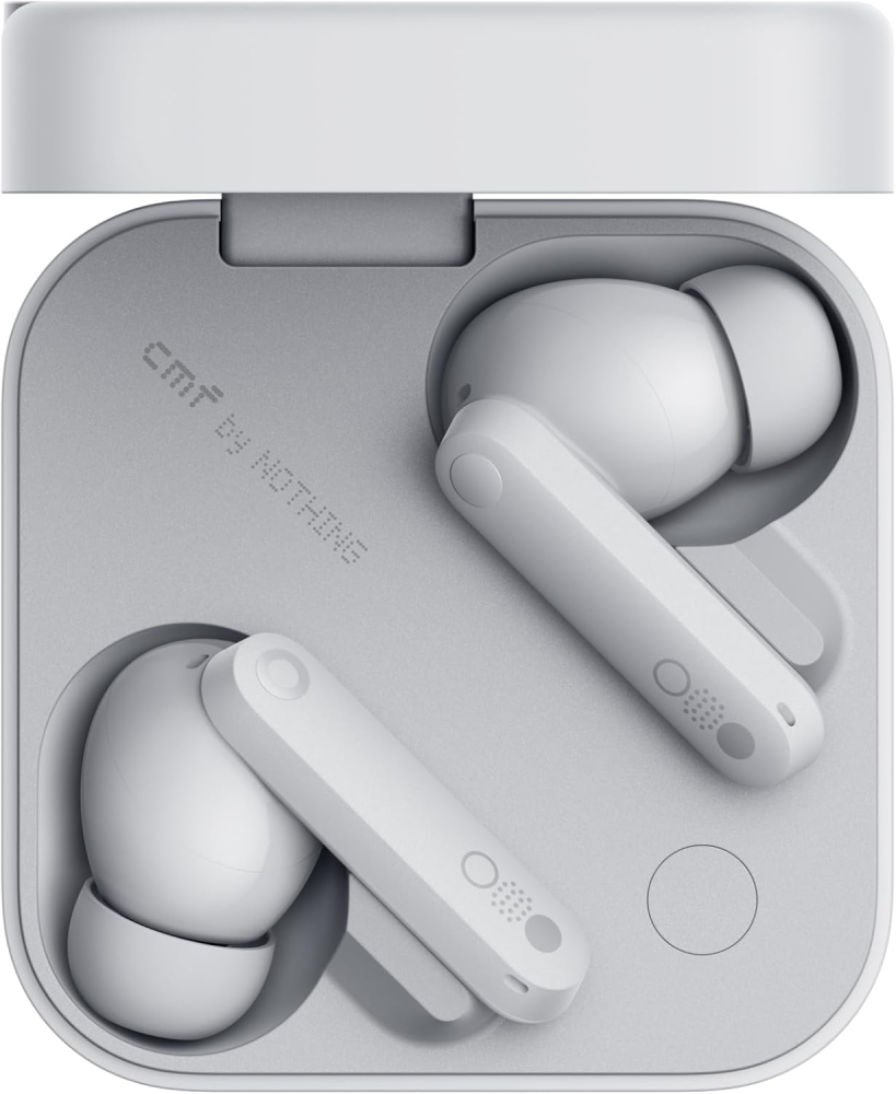 CMF by Nothing Buds Pro 2 Wirelesss earphones with HiFi sound, 50 dB Smart Active Noise Cancellation, 6 HD mics and Spatial Audio, 2025 - Light Grey