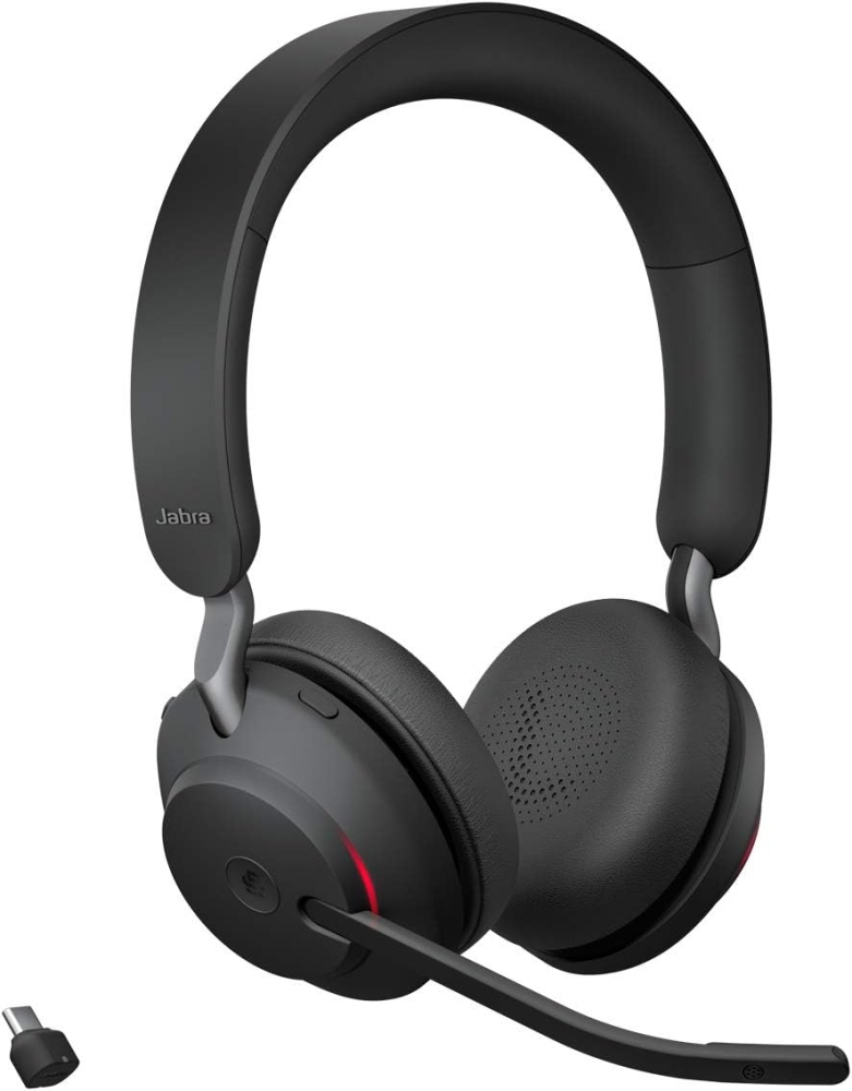 Jabra Evolve2 65 Wireless PC Headset – Noise Cancelling Microsoft Teams Certified Stereo Headphones With Long-Lasting Battery – USB-C Bluetooth Adapter – Black